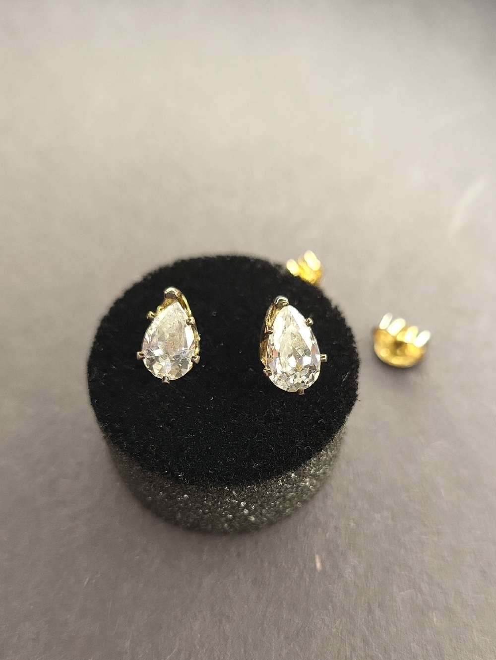 Gold Teardrop Sterling Silver Stud Earrings
